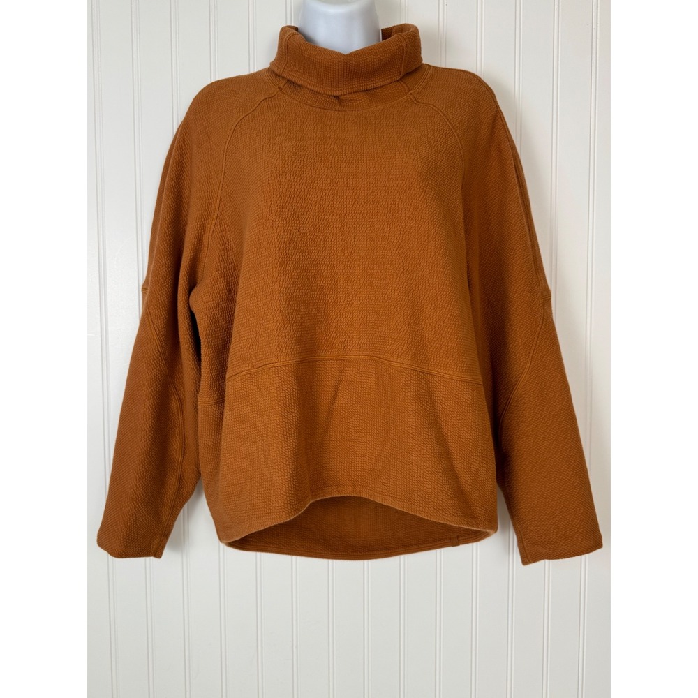 Lululemon Textured Funnel Neck Pullover Sweater Turtleneck Butternut Brown Sz 2‎